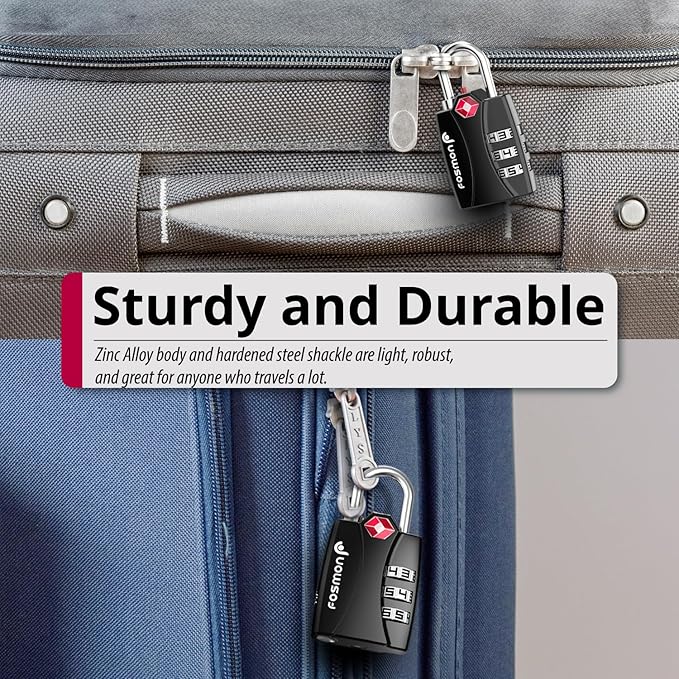 TSA Accepted Luggage Locks, Fosmon Open Alert Indicator 3 Digit Combination - Image 4