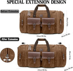 Waxed Canvas Duffle Bag for Men 50L Travel Duffel Bags Expandable Genuine - Image 2