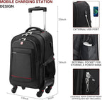 StarCloud 4-Wheel Checked Rolling Backpack 55L: Extra-Large Roller Travel - Image 3