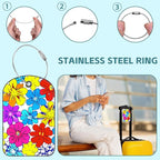 2 Pack Cute Luggage Tag for Suitcases Beautiful Bright Flowers Leather Luggage - Image 3