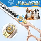 JASON Professional Dog Grooming Scissors - 7 Inch Thinning Shear Japanese 440C Stainless Steel Diamond Screw with 40 Teeth Dog Blender Scissors Christmas Gift