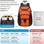 Boavan Rolling Backpack, 17 inch Water Resistant Wheeled Backpack, Carry on - Image 2