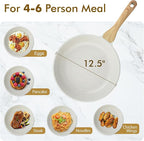 SENSARTE Nonstick Ceramic Frying Pan Skillet, 12.5 Inch Omelet Pan, Healthy Non - Image 5