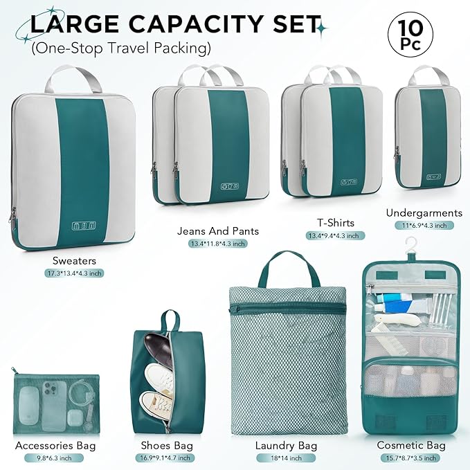 10 Set Compression Packing Cubes - Image 2