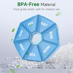 Weekly Pill Organizer, 2 Pack Portable Pill Box Medicine case 6 Colors New - Image 3
