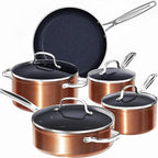 Nuwave 9pc Cookware Set Healthy Duralon Blue Ceramic Nonstick Coated, Diamond by NuWave