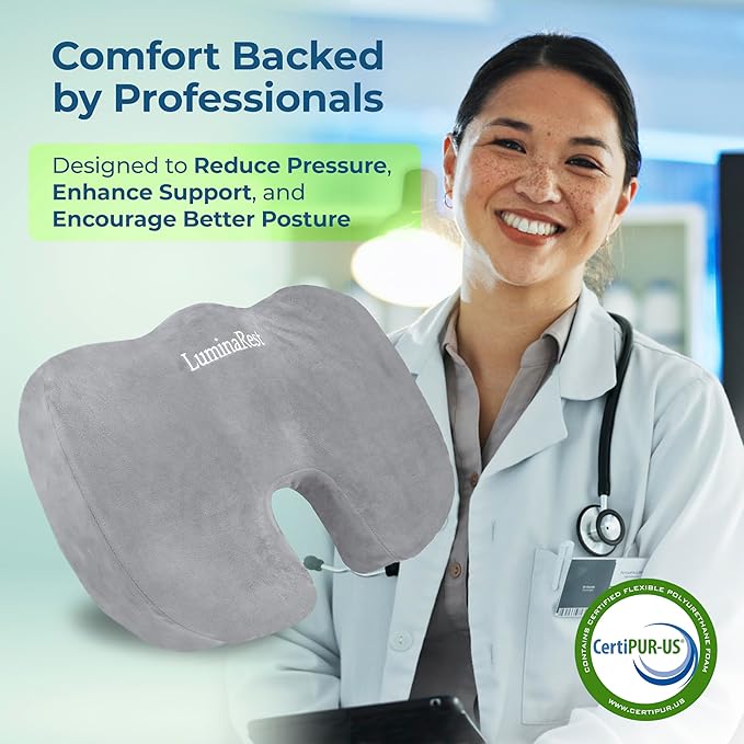 LuminaRest® Gel Seat Cushion for Long Sitting – CertiPUR-US® Certified Memory - Image 6