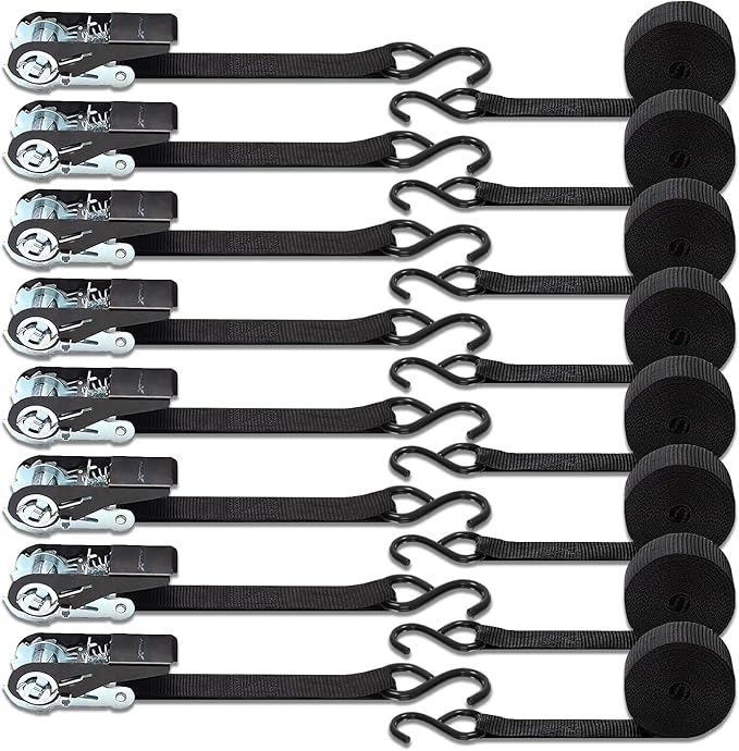 XSTRAP STANDARD Ratchet Tie Down Straps 8PK 1'' x 10 ft - 900 LB Break Strength - Image 5