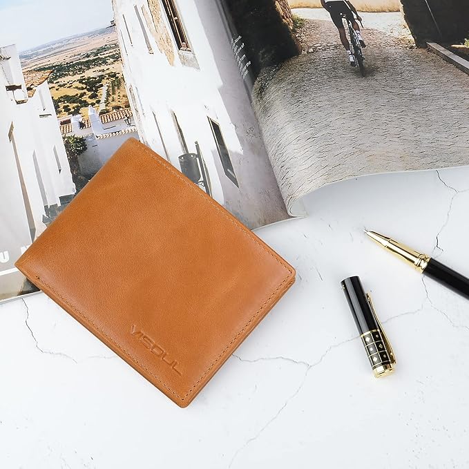 VISOUL Leather Mens Bifold RFID Blocking Wallet - Image 7