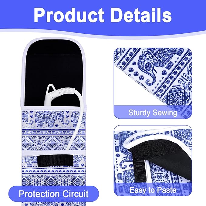 Shappy 2 Pcs Heat Resistant Hair Tools Bag Curling Iron Travel Case Cover Neoprene Flat Iron Holder Travel Case and Silicone Mat Pouch for Hot Hair Tools Storage Organizer(Elephant Style)