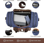 Wildroad 50L Travel Duffel Bag, Expandable Canvas Genuine Leather Duffle Bag - Image 3