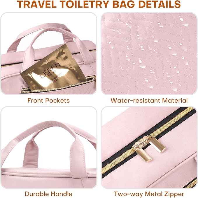 Hanging Toiletry Bag for Women Travel, 2 Sizes Large & Small Waterproof - Image 6