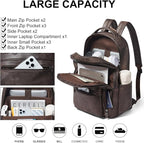 30L Business Laptop Backpack for Women Men, Travel Work Backpack Purse Faux - Image 7