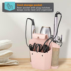 Polder Style Station, Hair Tool Organizer for Hair Dryer, Curling Iron, and Hair Straightener, Easy-to-Store Hair Styling Station, Blush and Bronze