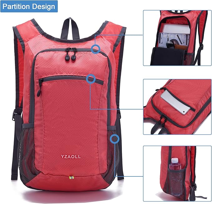 YZAOLL Small Hiking Backpack 15L Lightweight Packable Outdoor Hiking Daypacks - Image 4