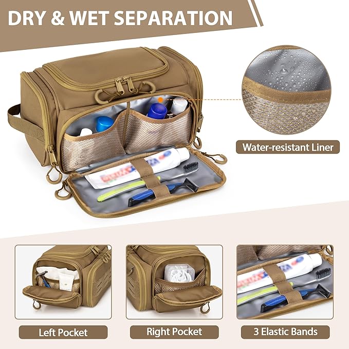 Tactical Toiletry Bag for Men, Hanging Hygiene Bag, Travel Dopp Kit Organizer - Image 2