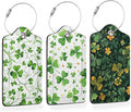 St. Patrick’s Day 3 PCS Luggage Tags, Lucky Clovers Leather Suitcase Tags by Losthll