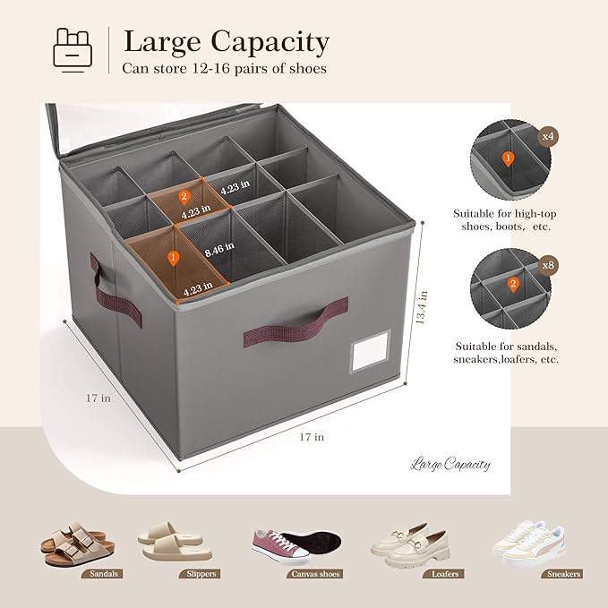 Criusia Shoe Organizer for Closet, 3 Pack Shoe Organizer - Image 3