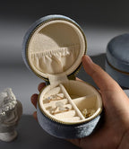 TAIMY Plush Velvet Travel Jewelry Box, Round Mini Travel Jewelry Case - Image 2
