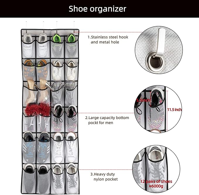 Hanging Shoe Organizer, Over The Door Shoe Organizer - Image 4