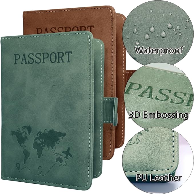 Passport Holder for Travel Essentials, 2 Pack Rfid Passport Cover for Women Men - Image 5