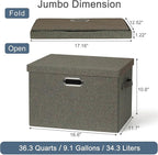 Large 17" 36 Quart Collapsible Stackable Storage Bins - Image 2