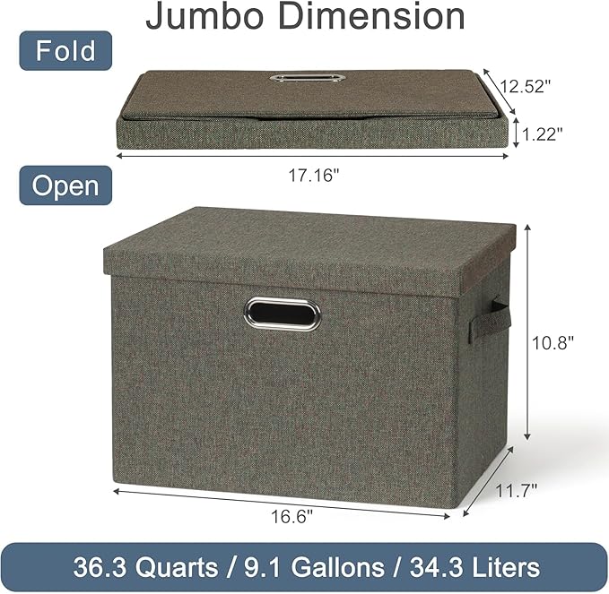 Large 17" 36 Quart Collapsible Stackable Storage Bins - Image 2