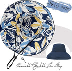 vidsel Womens Sun Hats Wide Brim Reversible Bucket Cotton Hat Packable Summer - Image 2