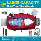 Canway 65L Travel Duffel Bag, Foldable Weekender Bag - Image 3