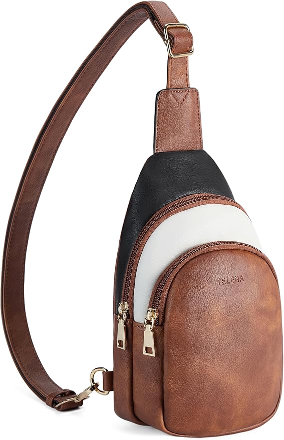 Telena Small Sling Bag for Women Leather Crossbody Fanny Packs Chest Bag for by Telena