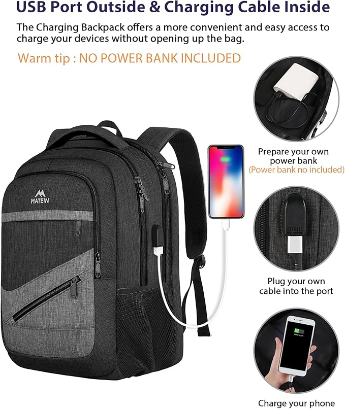 MATEIN 17 Inch Backpack for Men, Professional Work Office Laptop Backpack - Image 4