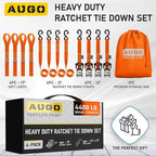 AUGO Heavy Duty Ratchet Straps & Soft Loops – Pack of 4 Extra Strong 1.5” by - Image 4
