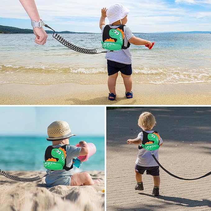 Accmor Toddler Harness Leash + Anti Lost Wrist Link, Cute Dinosaur Kids Leash - Image 6