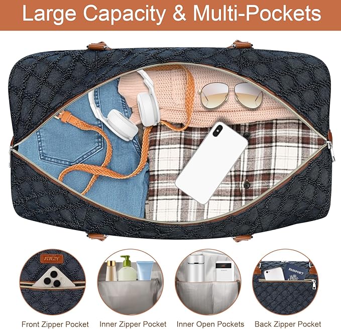 Weekender Bag for Women, Travel Duffel Bag Carry On Overnight Bag - Image 4