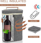 ZORMY 2 Bottle Insulated Wine Tote Bag, Wine Carrier Travel Padded Cooler Bag - Image 2