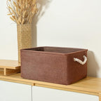 TheWarmHome Decorative Basket Rectangular Fabric Storage Bin Organizer Basket - Image 3