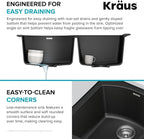 KRAUS Forteza 33-inch Drop In/Undermount 60/40 Double Bowl Granite Kitchen Sink - Image 10