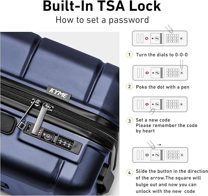 KYME Suitcases with Wheels Hardshell 26 Inch Luggage with TSA Lock Durable - Image 6