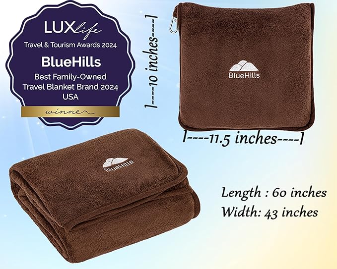 BlueHills Premium Soft Travel Blanket Pillow Airplane Blanket Soft Bag Pillow - Image 3