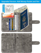 Passport Holder With Luggage Tag Cover Wallet RFID Blocking Leather Case Travel - Image 4