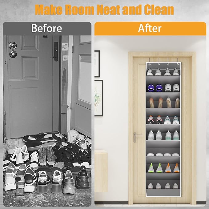Over The Door Shoe Organizer Storage Fit 16-24 Pairs Hanging Shoe Rack Organiser - Image 4