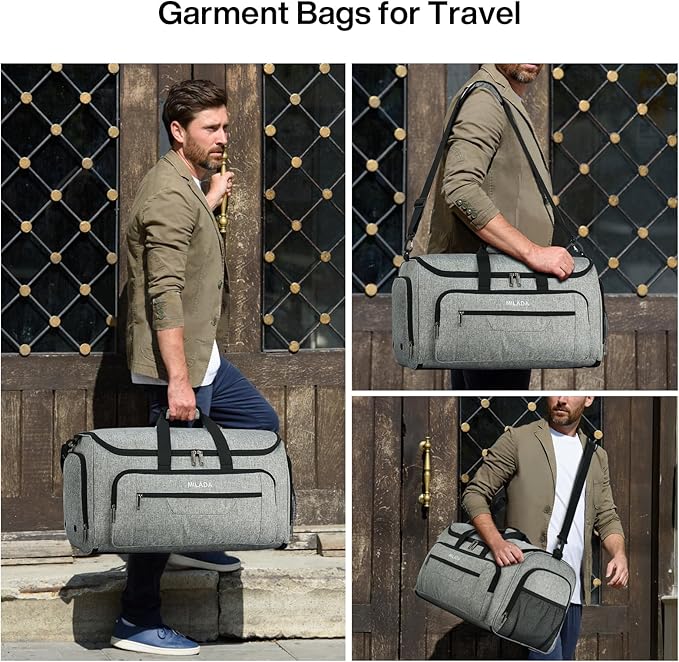 MILADA Convertible 2-in-1 Garment Duffel Weekender Bag Carry On Garment Bags - Image 9