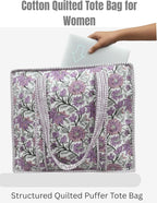 Cotton Quilted Tote Bag for Women – Large Beach & Travel Tote - Image 4