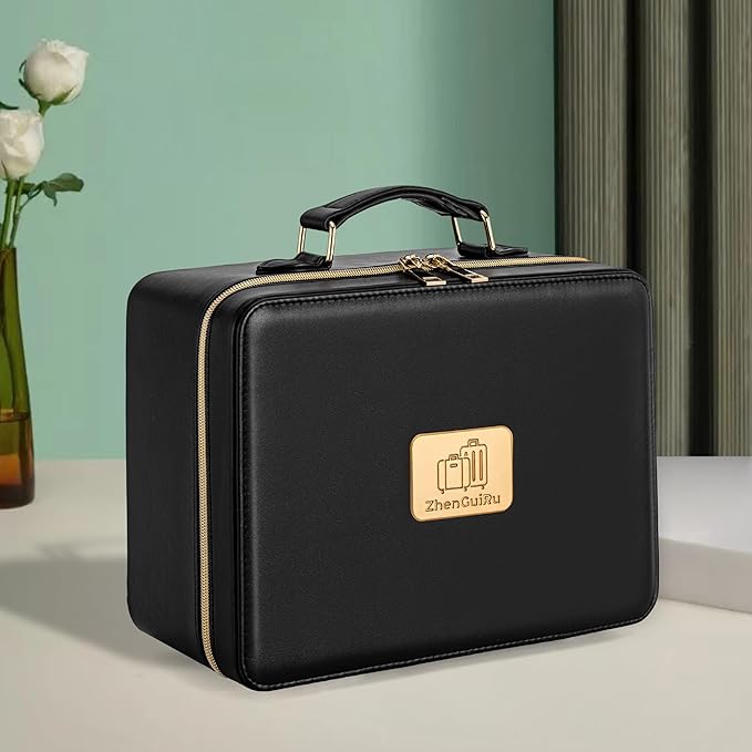 Makeup Bag with LED Mirror & Magnifier, Large Cosmetic Organizer Travel Makeup - Image 7