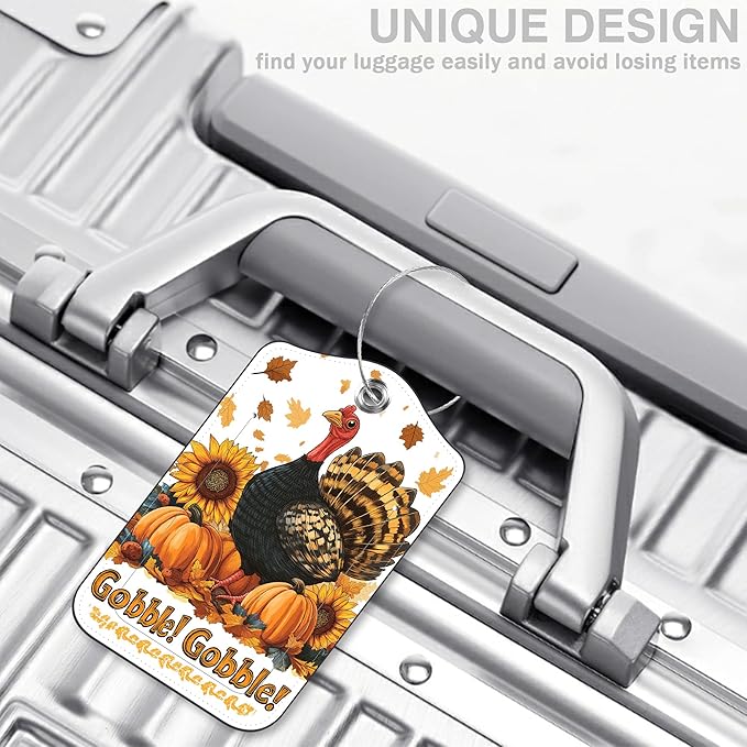 2 Pack Autumn Turkey and Pumpkin Luggage Tags - Image 5