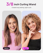 Wavytalk 3/8 Inch Small Curling Iron, Curling Wand for Short & Long Hair, Ceramic Small Barrel Curling Iron with Adjustable Temperature, Include Heat Resistant Glove (Purple)