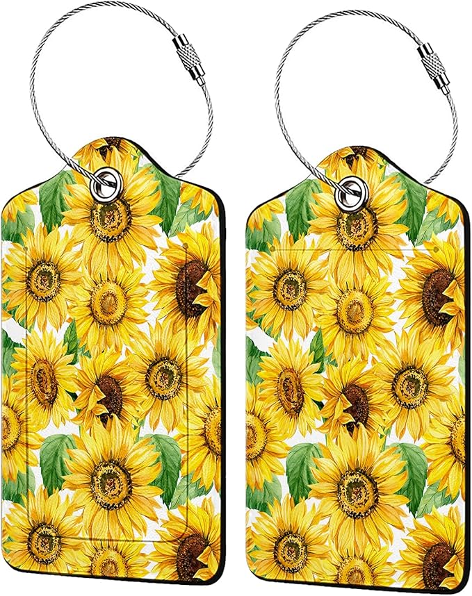 Blooming Sunflowers 2 Pcs Luggage Tags, Privacy Cover ID Label by Unknown