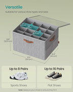 SONGMICS Shoe Organizers for Closet, Pack 2 Shoe Storage Bins, Fits 32 Pairs - Image 6
