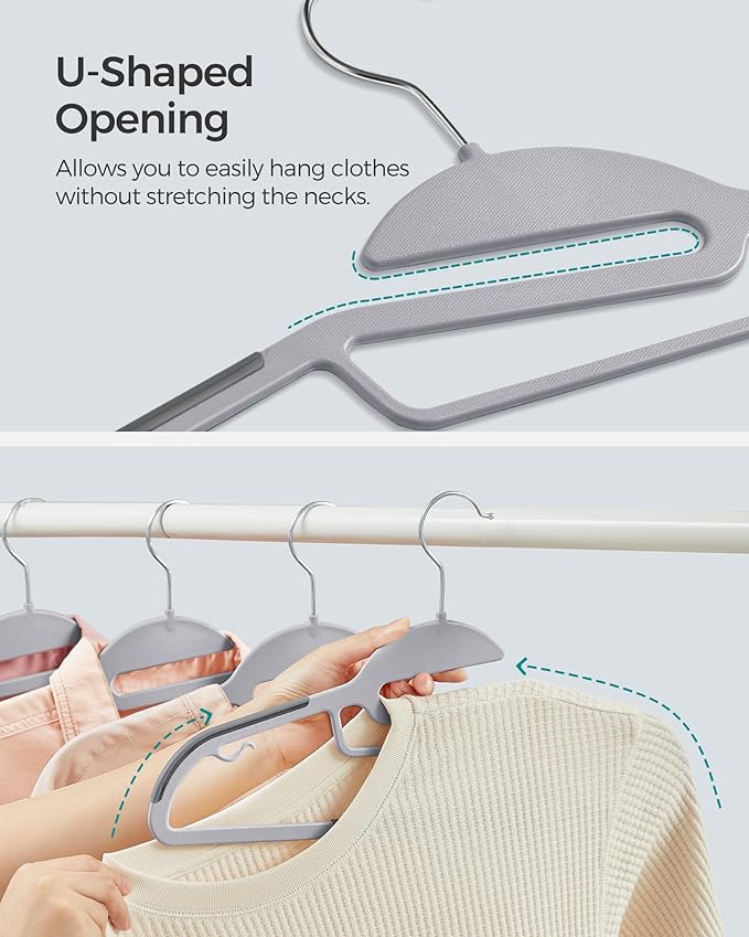 SONGMICS 30 Pack Coat Hangers, Heavy-Duty Plastic Suit Hangers, S-Shaped Opening - Image 3