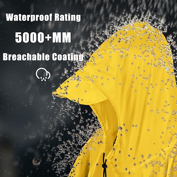 Coralrain Hooded Rain Poncho Lightweight Waterproof Unisex Raincoat Jacket - Image 2